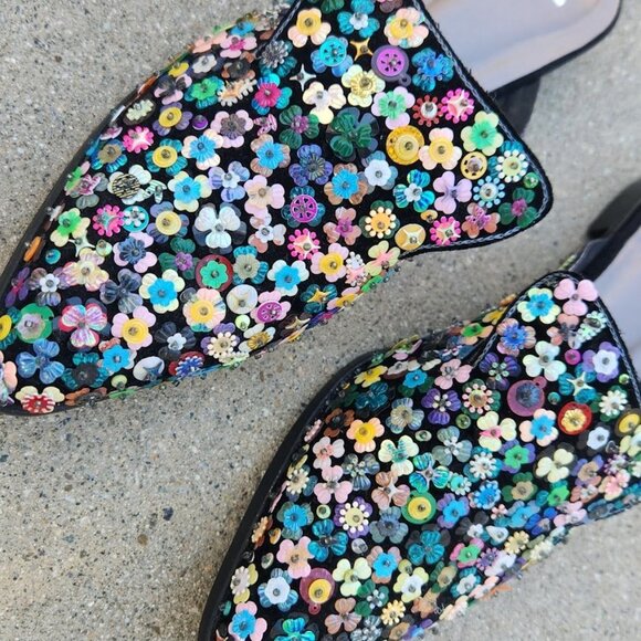 GOSSIP Indian Sequin Floral Mules - Picture 5 of 9